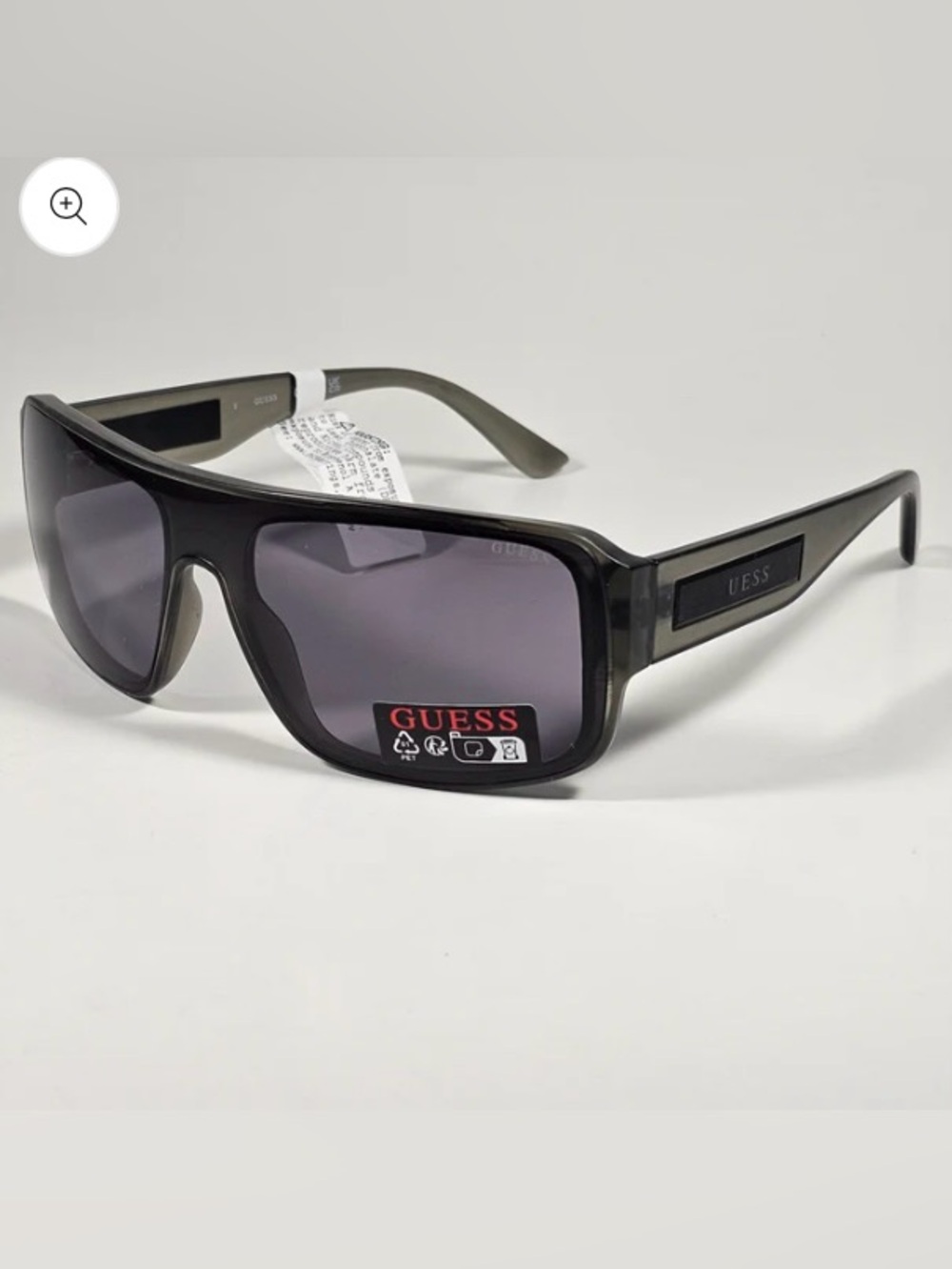 Guess GO00055 20A Rectangular Shield Wrap Sunglasses Gray Crystal And Gray Lens